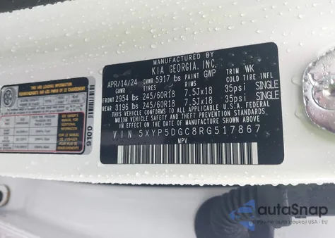 2024 Kia Telluride Sx X-Pro z USA, uszkodzony, nr VIN 5XYP5DGC8RG517867